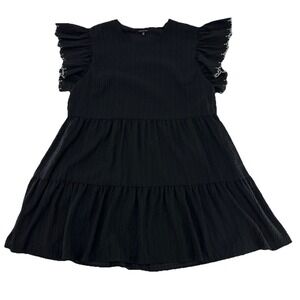 Who What Wear Plus‎ Size Black Tiered Flutter Sleeve Flared Dress Sz XXL Boho